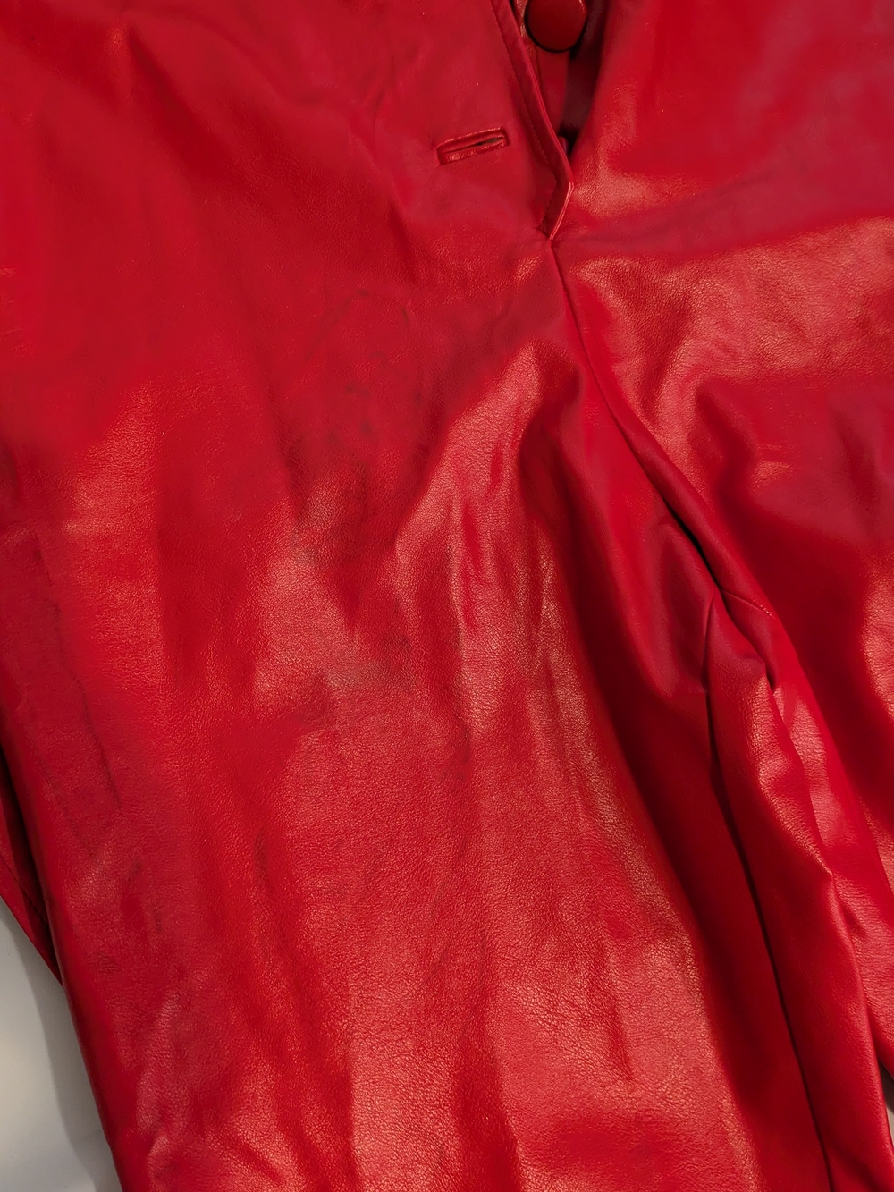Ronny Kobo Collection Red Faux-Leather Belted Trench Jumpsuit - Picture 7 of 8